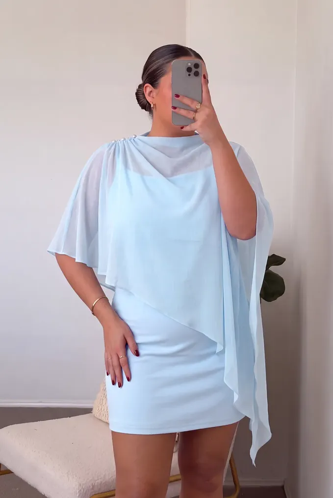 Light Blue Plus Size Midi Dress - Image 1