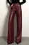 Wine High Rise Pu Pants