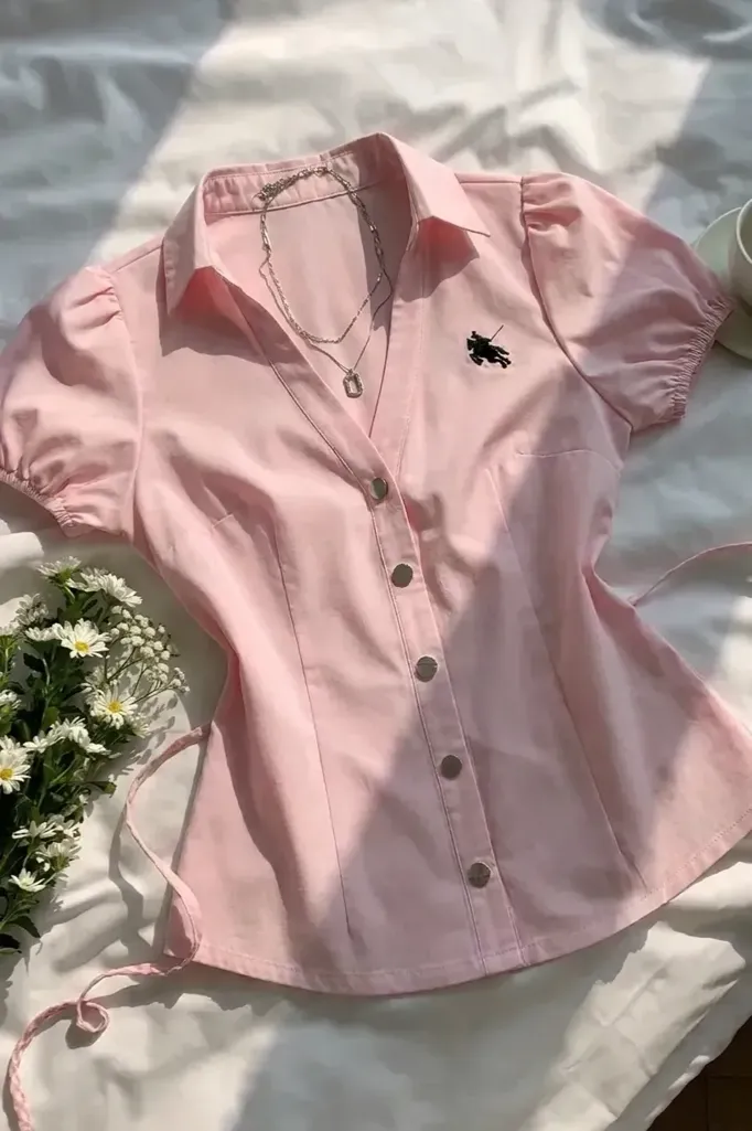 Light Pink Buttoned Collar Shirt - Image 1