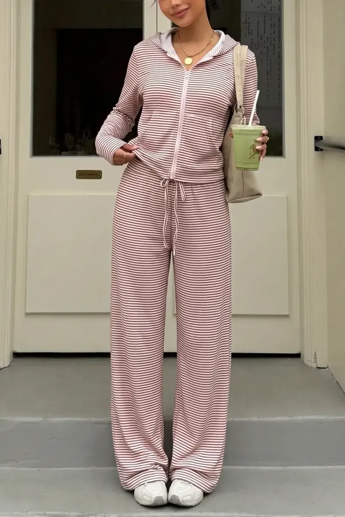 Red Striped Hooded Co-Ord Set - Image 1