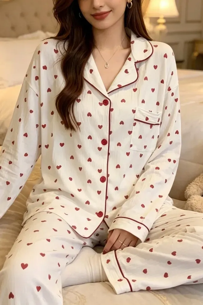 White Heart Print Co-Ord Set - Image 1