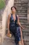 Navy Sequin Halter Maxi Dress