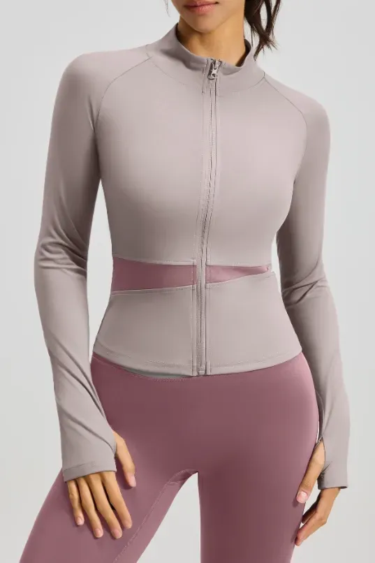 Mauve Zipper Collar Jacket - Image 1