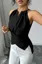 Black Beaded Wrap Halter Top