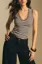 Brown Striped V-Neck Top