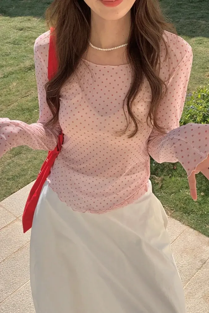 Light Pink Polka Dot Top - Image 1