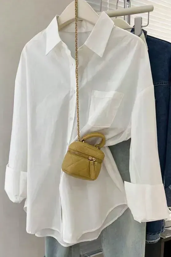 White Solid Buttoned Shirt - Image 1