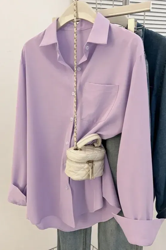 Lavender Oversized Buttoned Shirt - Image 1