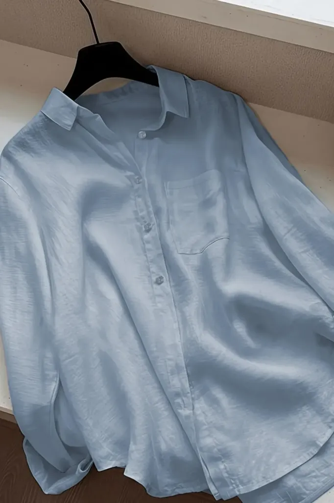 Light Blue Solid Buttoned Shirt - Image 1