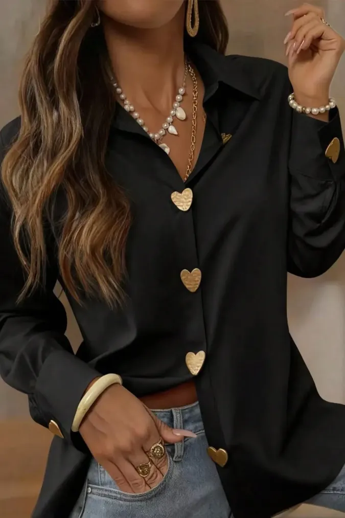 Black Heart Buttoned Shirt - Image 1