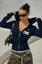 Navy Graphic Zipper Jacket