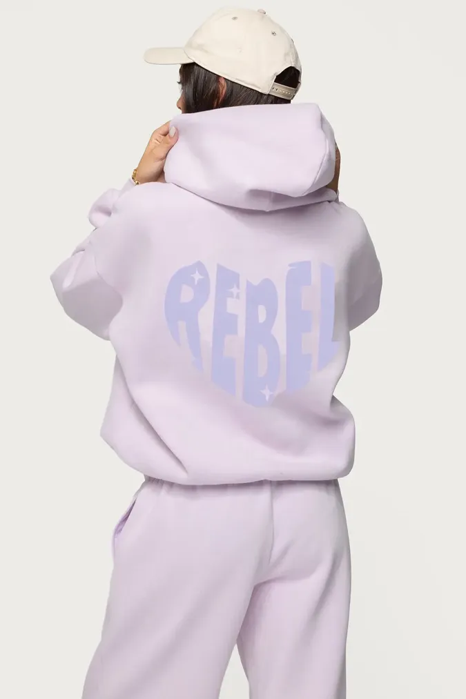 Lavender Solid Oversized Hoodie - Image 1