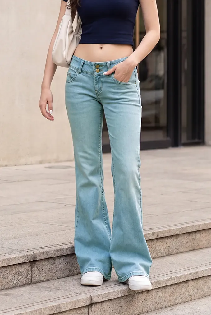 Light Blue Solid Mid Rise Jeans - Image 1