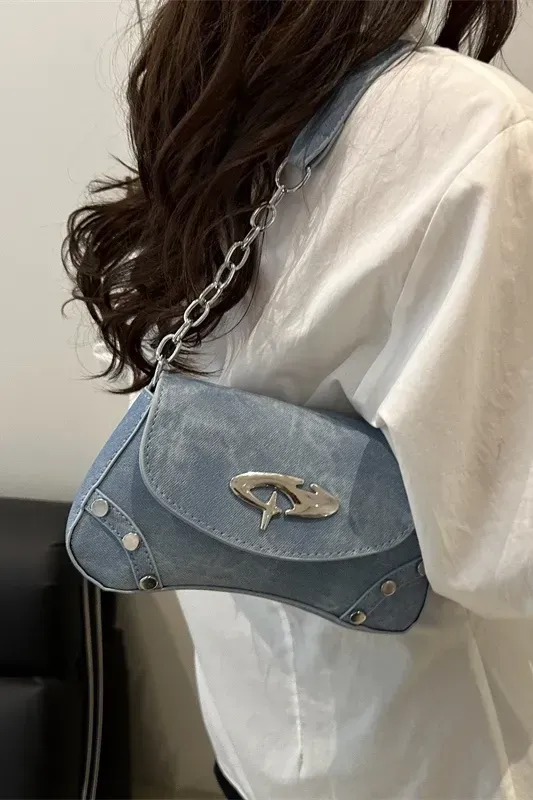Blue Studded Shoulder Bag - Image 1