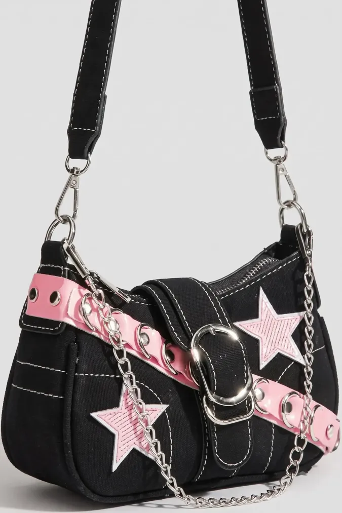 Black Star Print Shoulder Bag - Image 1