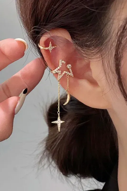 Golden Star Cuff Earrings - Image 1