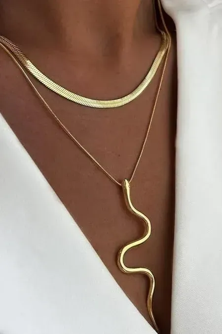 Golden Snake Pendant Necklace - Image 1