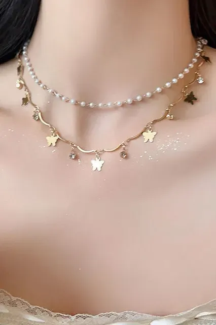 Golden Butterfly Layered Necklace - Image 1