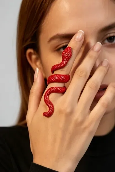 Red Snake Statement Ring - Image 1