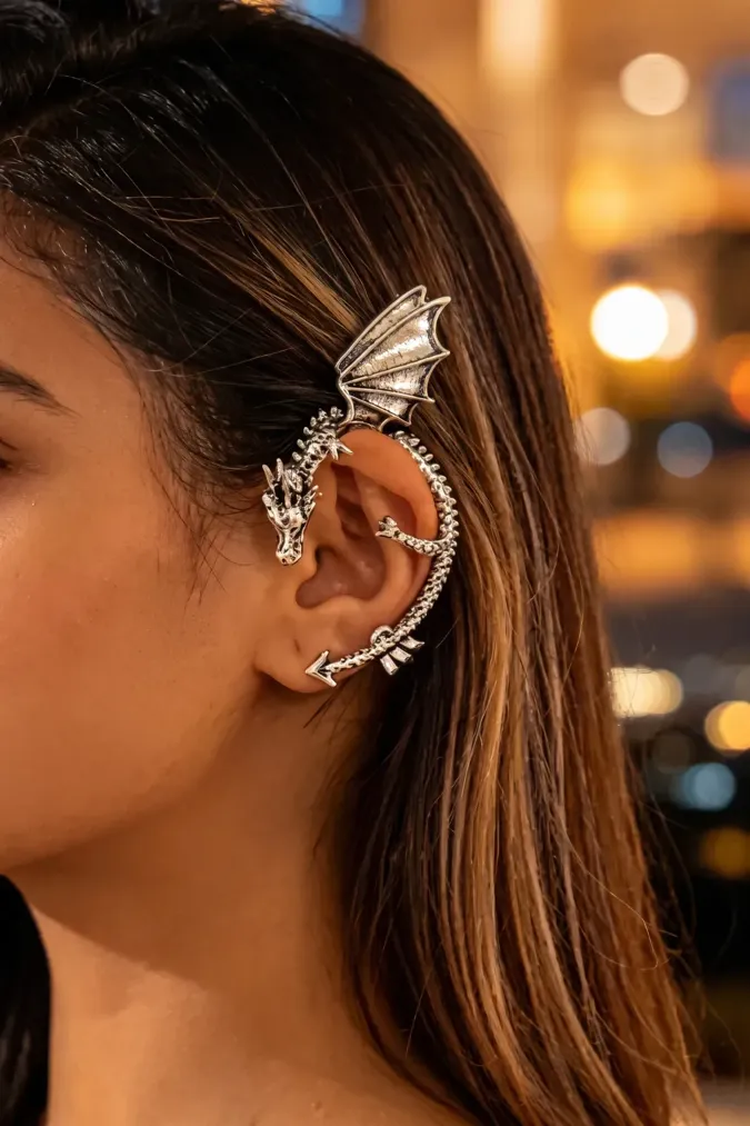 Silver Dragon Chic Ear Cuff - Image 1