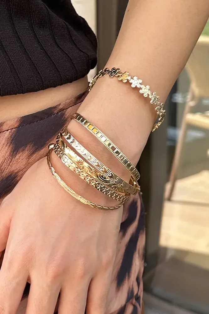 Golden Statement Set Of 6 Bracelets - Image 1