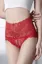 Red High-Rise Lace Overlay Panties